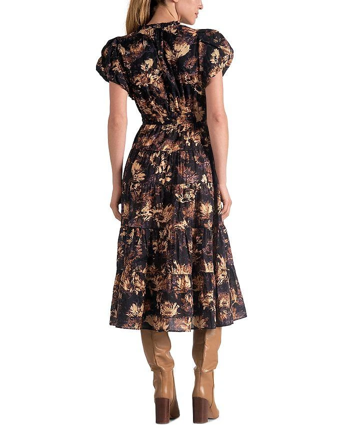 Elan Printed Bubble Sleeve Midi Dress 2