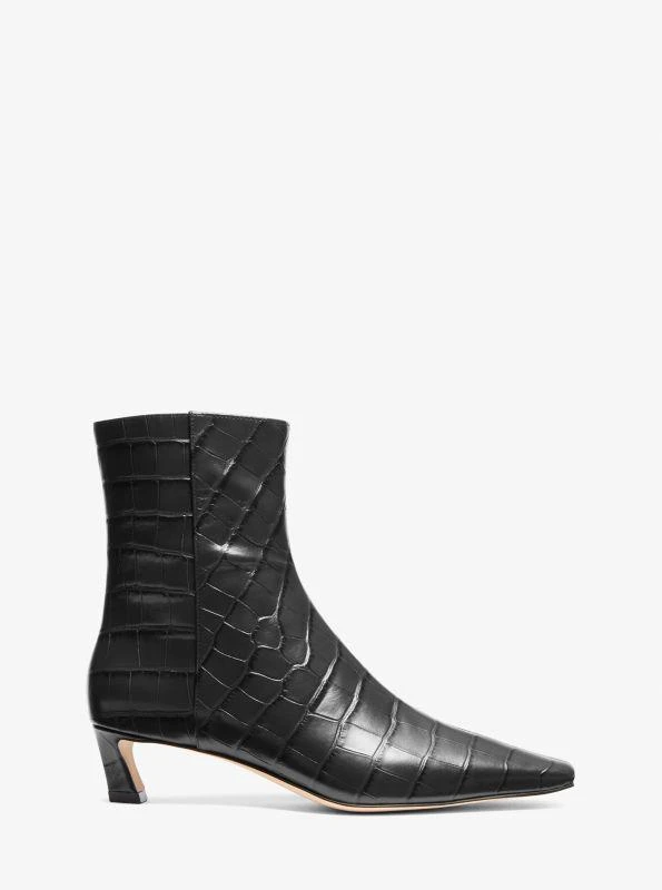 Michael Kors Cosmo Crocodile Embossed Leather Kitten Boot 2