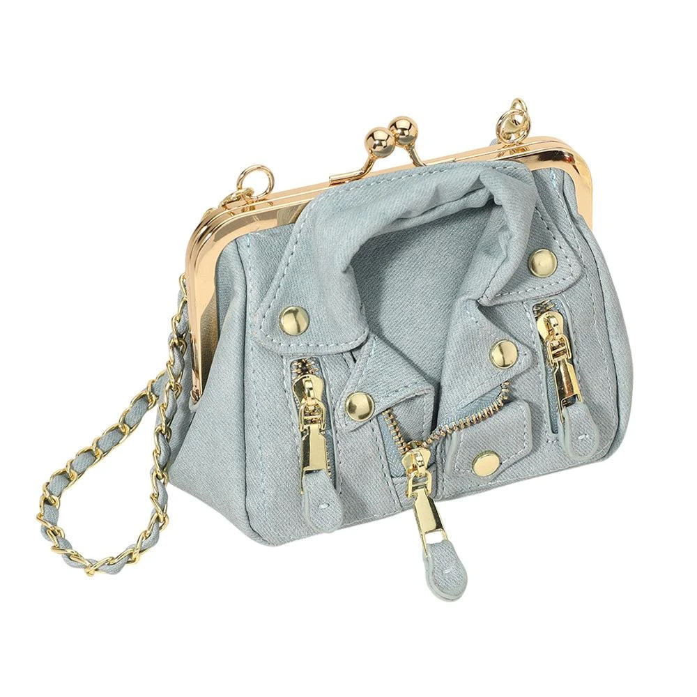 FASHNZFAB Faux Leather Motorcycle Jacket Purse Crossbody Bag 2