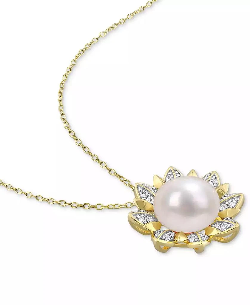 Macy
s Cultured Freshwater Pearl (8-1/2mm)
White Topaz (1 ct. t.w.) Flower 18" Pendant Necklace in Gold-Tone Plated Sterling Silver 3