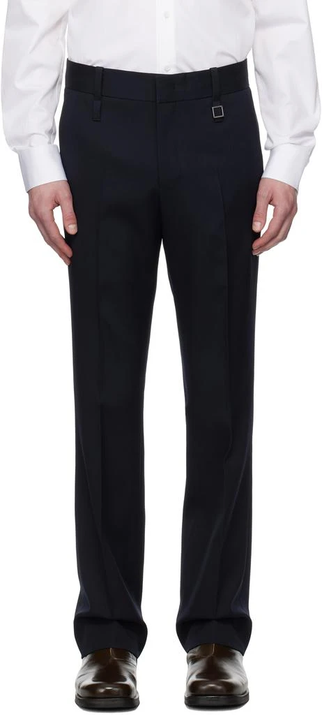 Wooyoungmi Navy Slim Straight Trousers 1