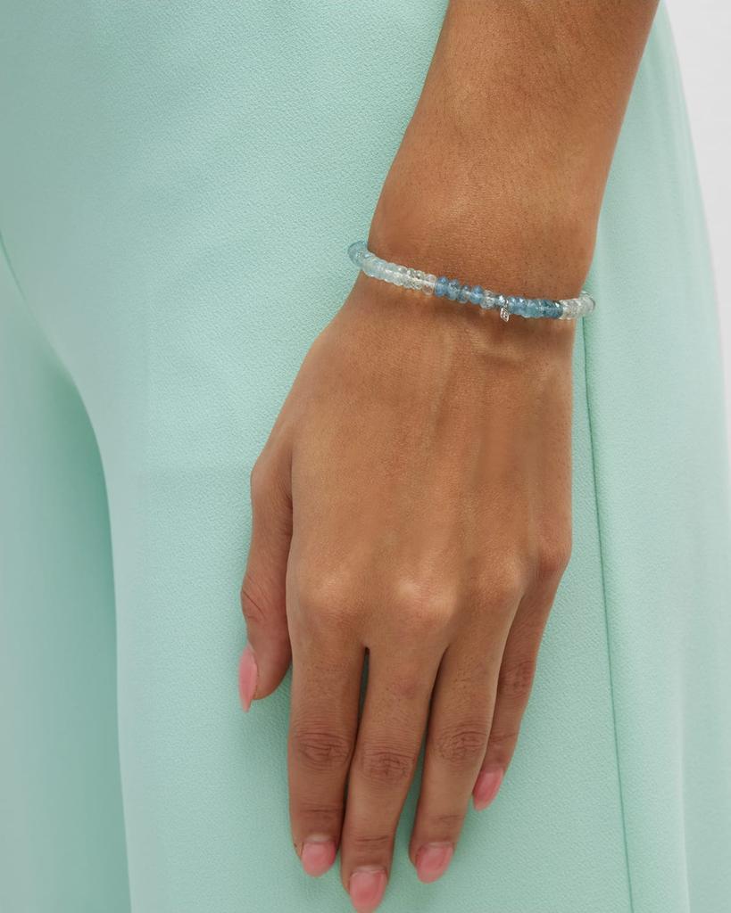 Sydney Evan 4mm Aqua Faceted Rondelle Bracelet With Diamond Disc Bead