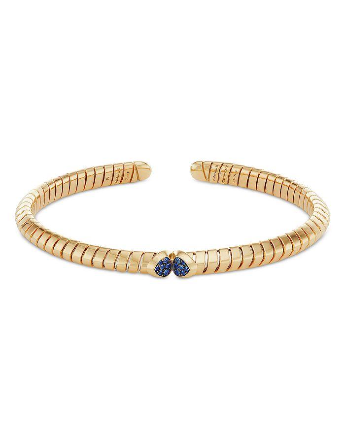 MARINA 18K Yellow Gold Trisolina Blue Sapphire Bangle Bracelet