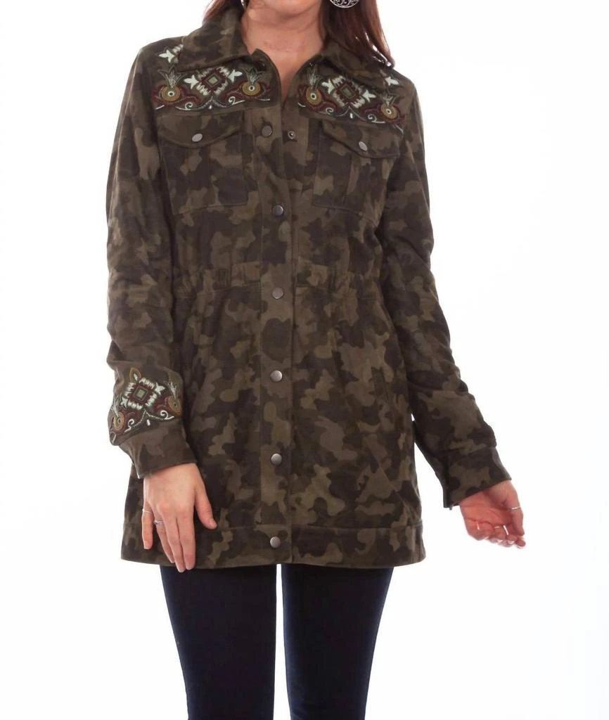 Scully Camouflage/embro Jacket In Olive 1