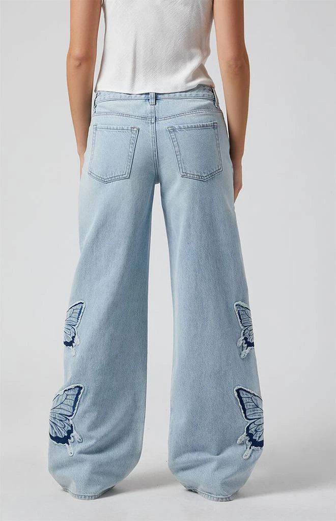 PacSun Casey Butterfly Low Rise Baggy Jeans Light Indigo 4