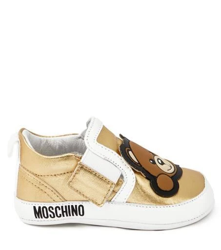 Moschino Baby logo metallic leather sneakers 3