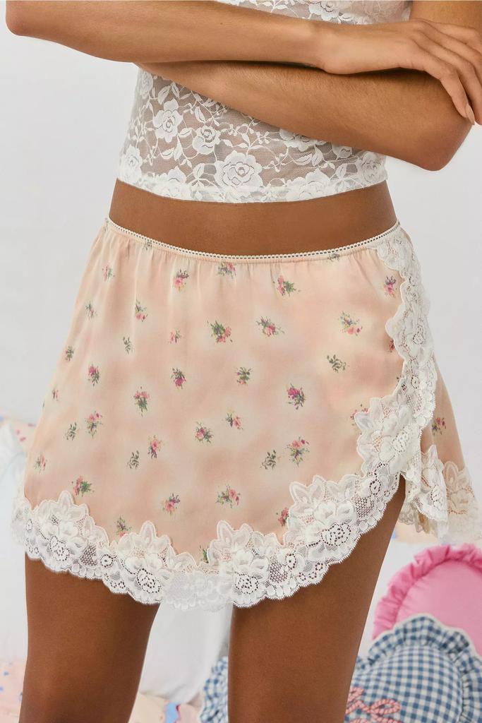 Out From Under Out From Under Luccia Lace Trim Mini Slip Skirt