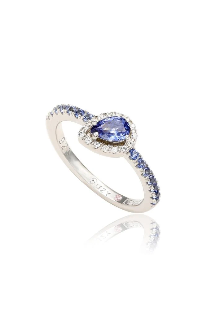 Suzy Levian Pear Cut Blue Sapphire Band Ring