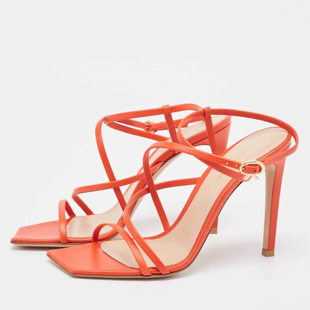 Gianvito Rossi Gianvito Rossi Red Leather Manilla Ankle Strap Sandals Size 39 2