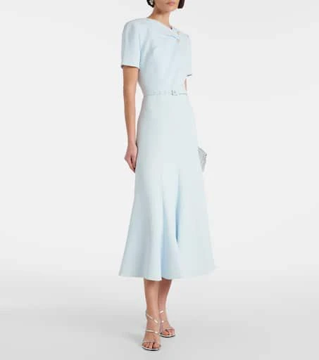 ROLAND MOURET Embellished belted cady midi dress 2