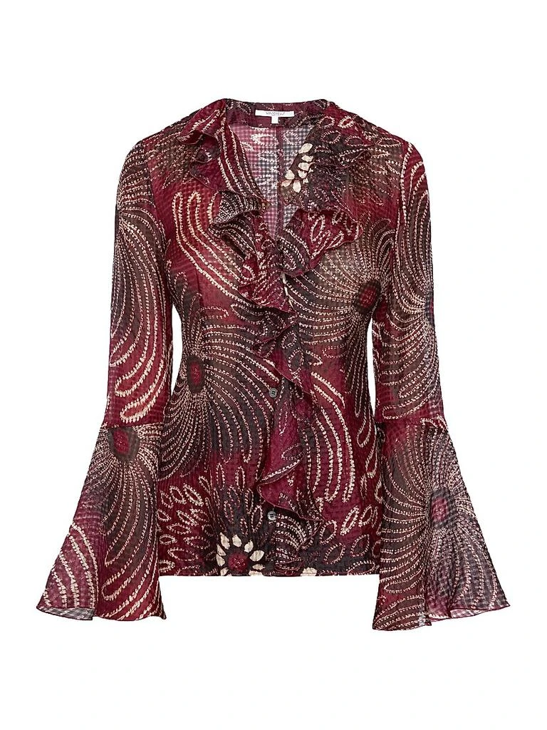 Santorelli Floral Georgette Ruffle Blouse 1