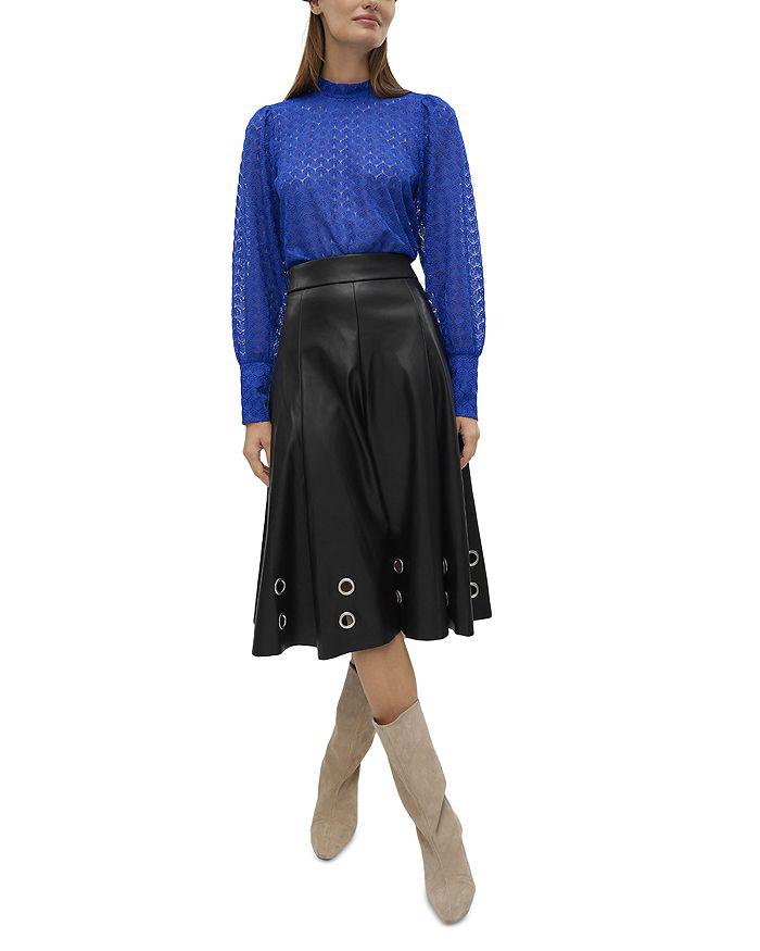 VERO MODA Vmemmy Faux Leather Eyelet Trim Skirt