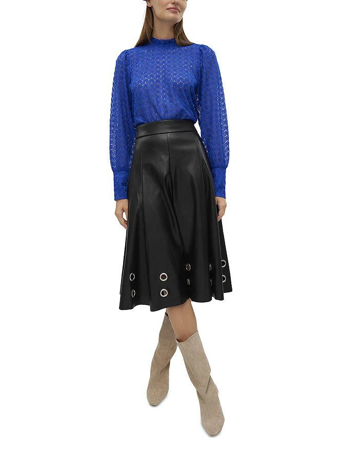 VERO MODA Vmemmy Faux Leather Eyelet Trim Skirt 2