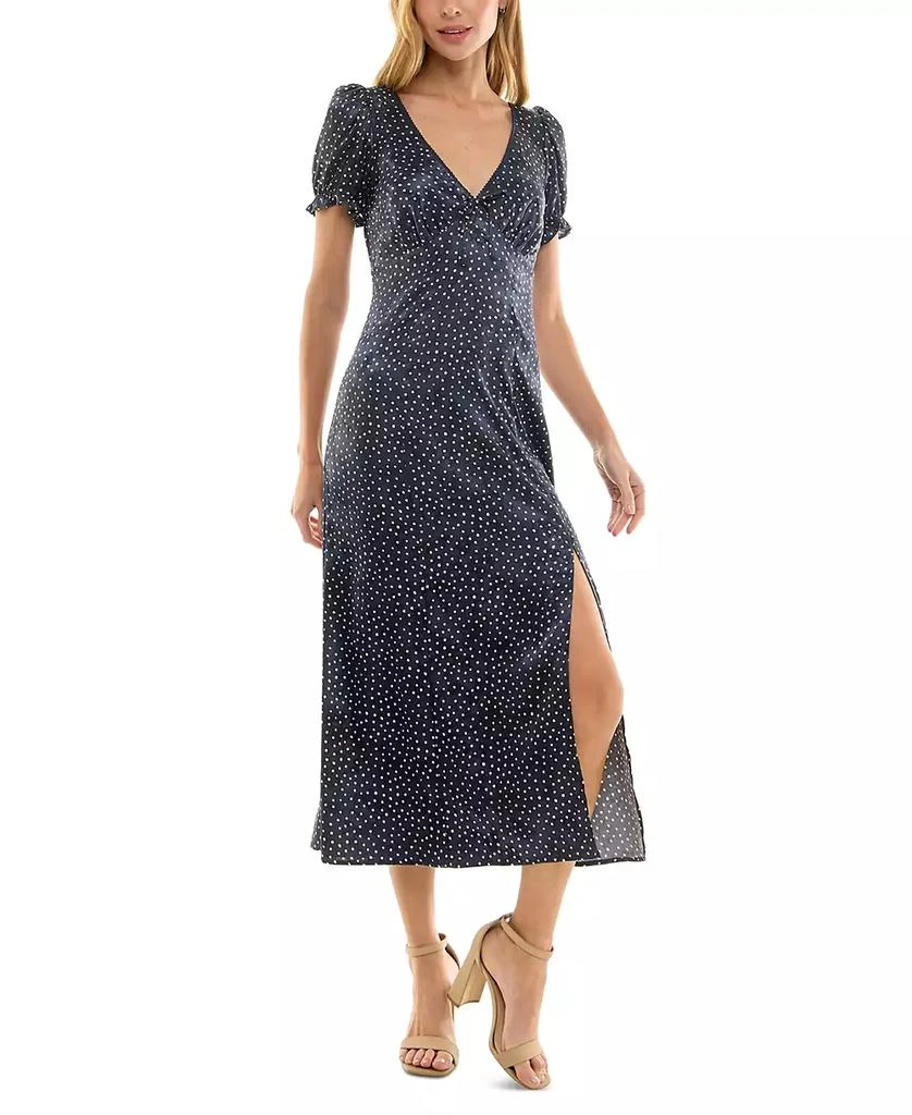 Crystal Doll Juniors' Printed Jacquard Satin Midi Dress 4