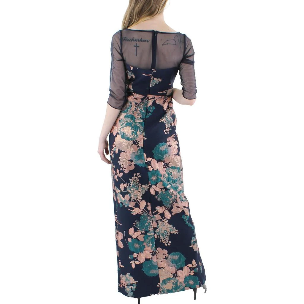 Kay Unger Womens Floral Metallic Evening Dress 2