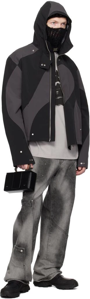 HELIOT EMIL Black & Gray Trident Technical Jacket IT-44-XS 