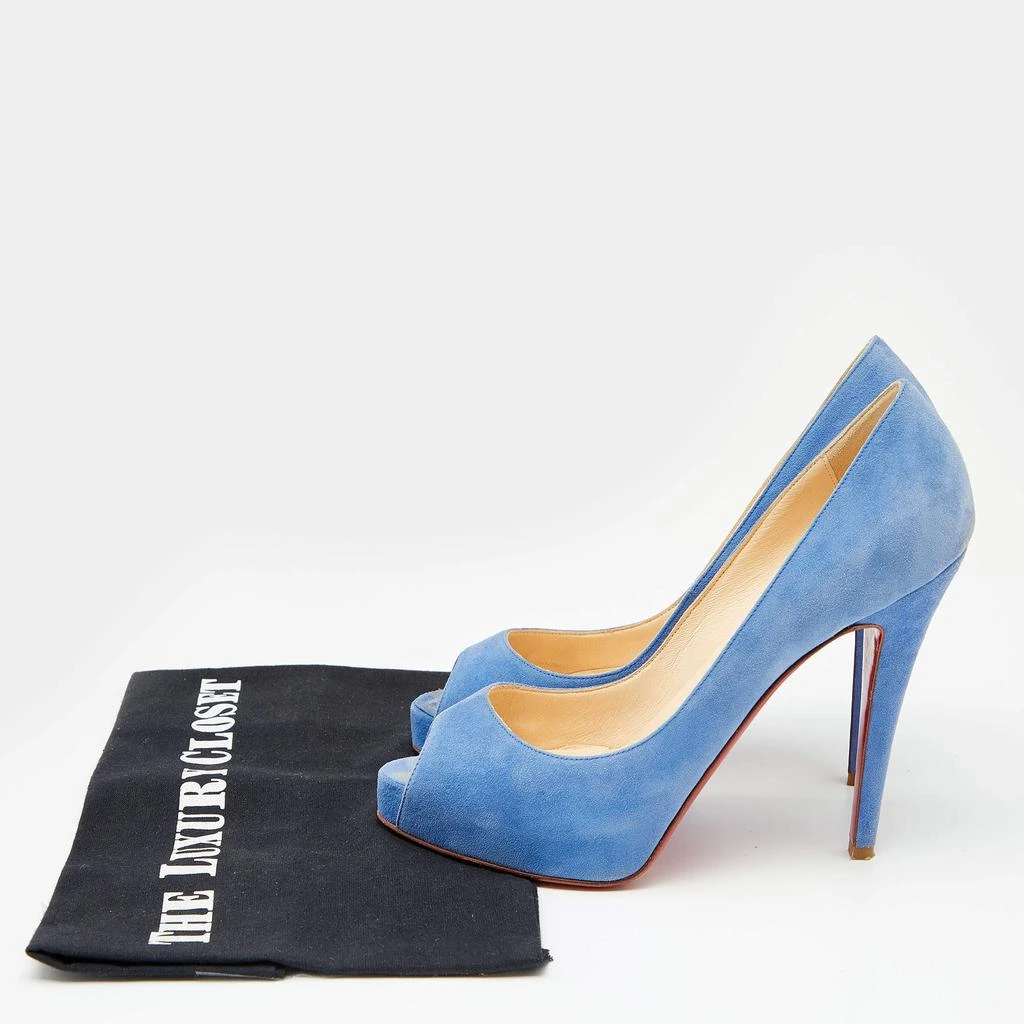 Christian Louboutin Christian Louboutin Blue Suede New Very Prive Peep Toe Pumps Size 36.5 8
