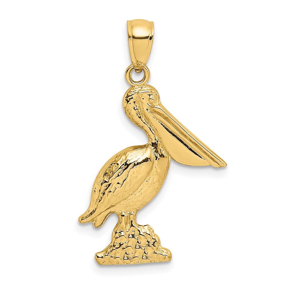Diamond2Deal 14k Yellow Gold 3-D Pelican Standing Charm Pendant