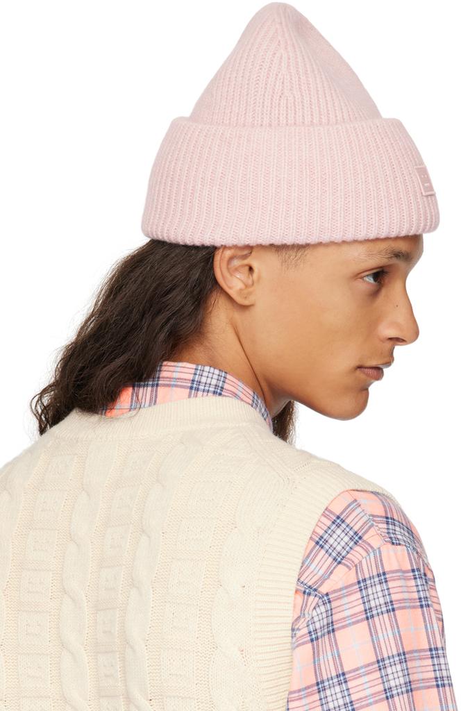 Acne Studios Pink Small Face Logo Beanie - Hats - BeyondStyle