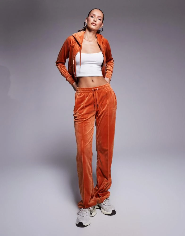 Juicy Couture Juicy Couture velour straight leg joggers exclusive to ASOS co-ord in rust 1