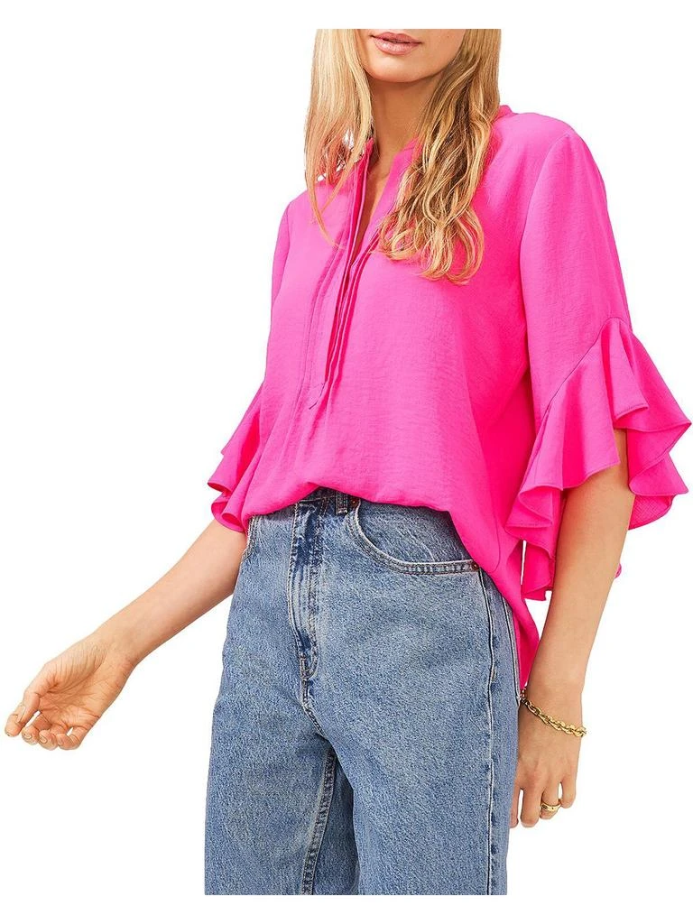 Vince Camuto Womens Ruffle Sleeve Split Neck Blouse 12