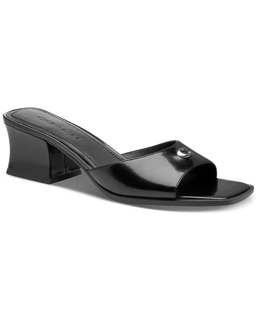 Coach Holly Block-Heel Leather Square-Toe Sandals - Shoes
