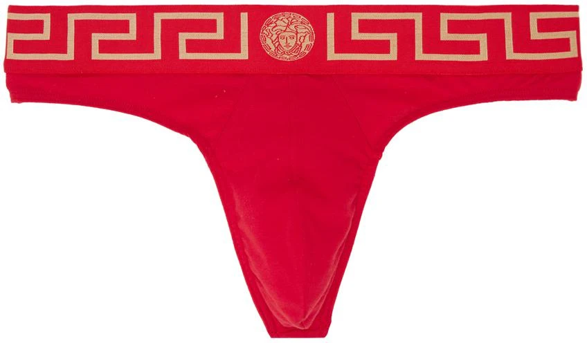 Versace Red Greca Border Thong 1