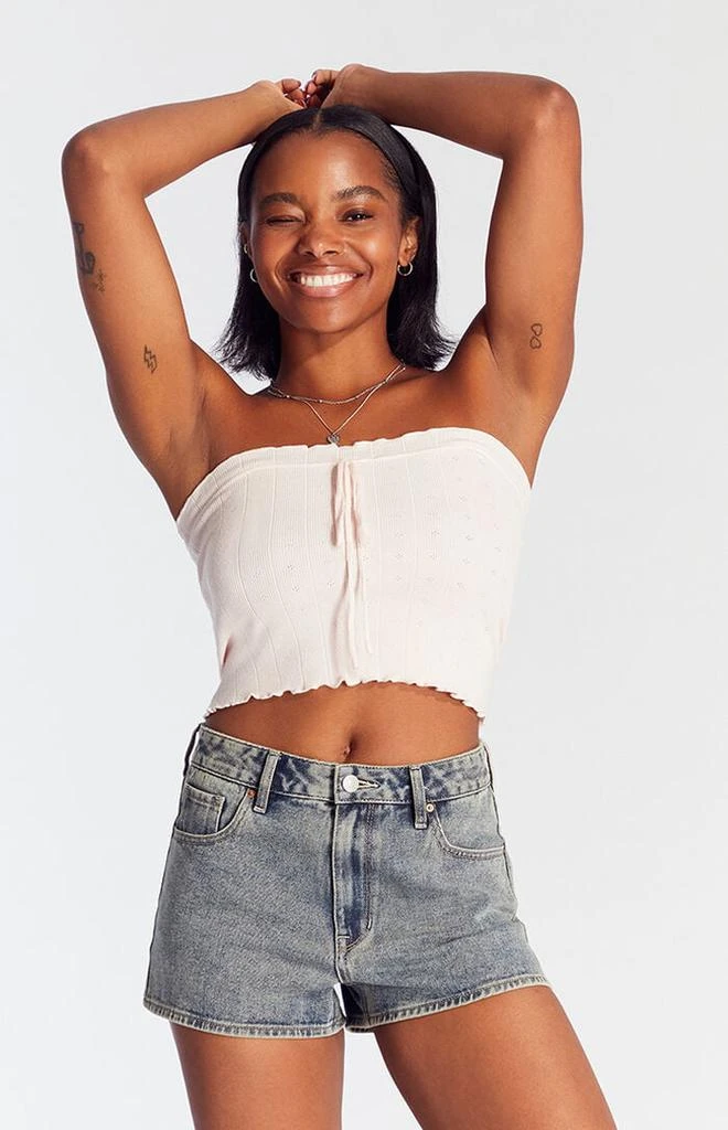 PacSun Dark Indigo Zip Fly High Waisted Denim Festival Shorts 1