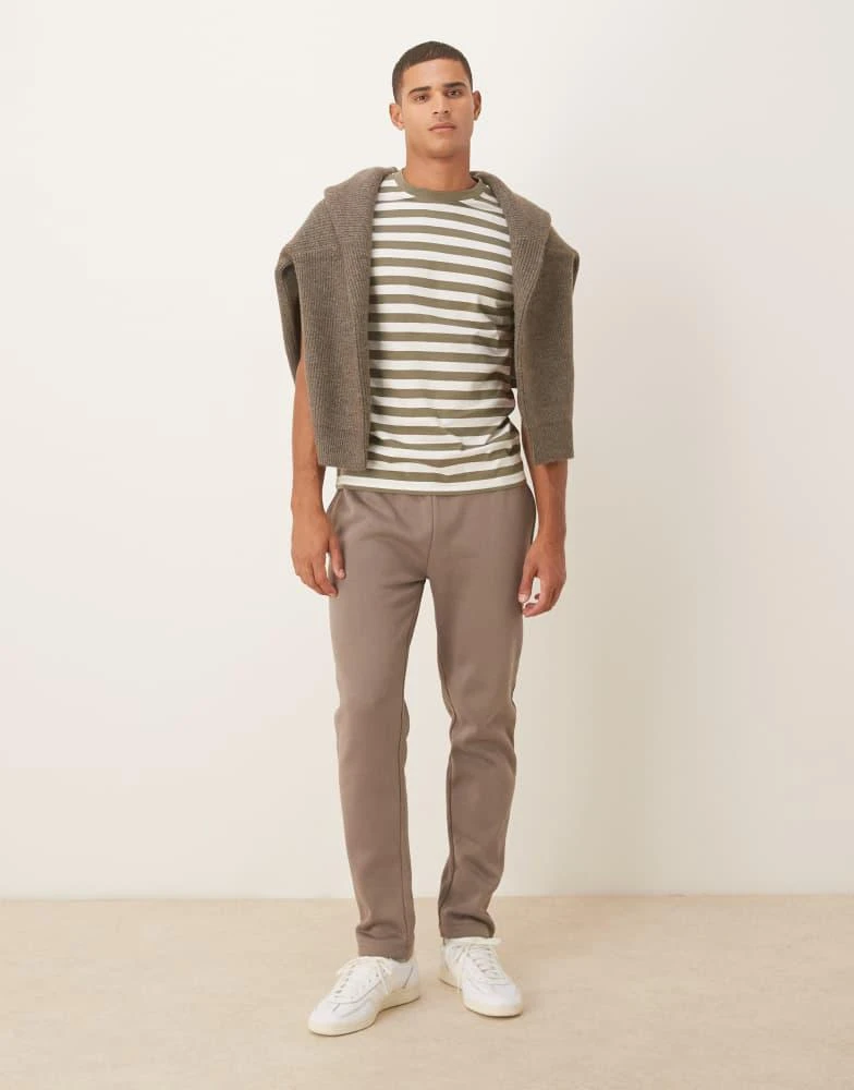 Brave Soul Brave Soul Straight leg open hem joggers in taupe 2