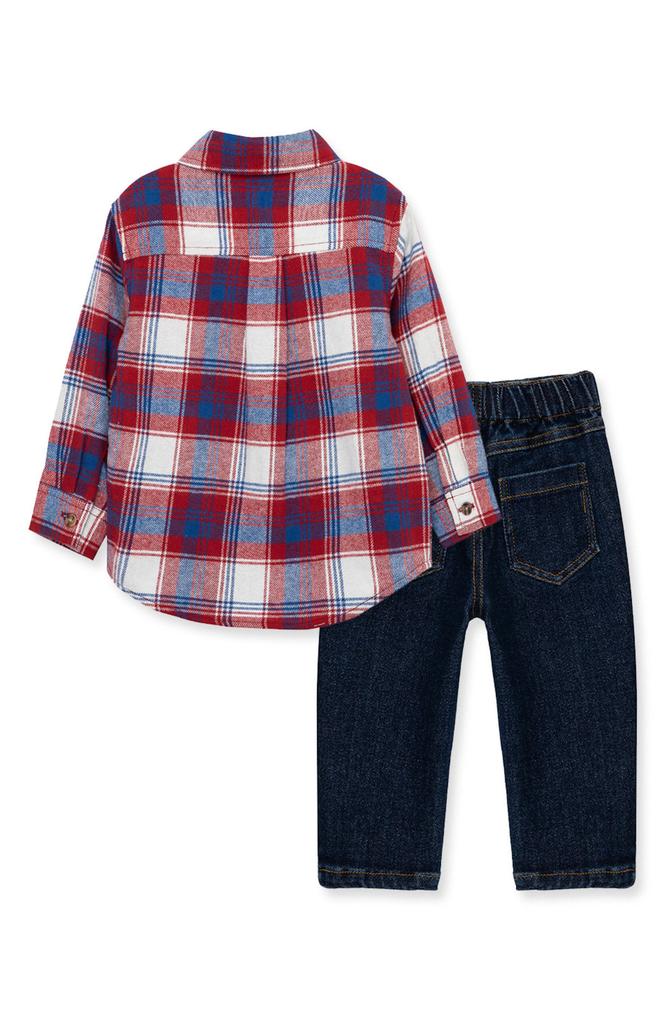 Little Me Plaid Button-Up Shirt & Jeans Set