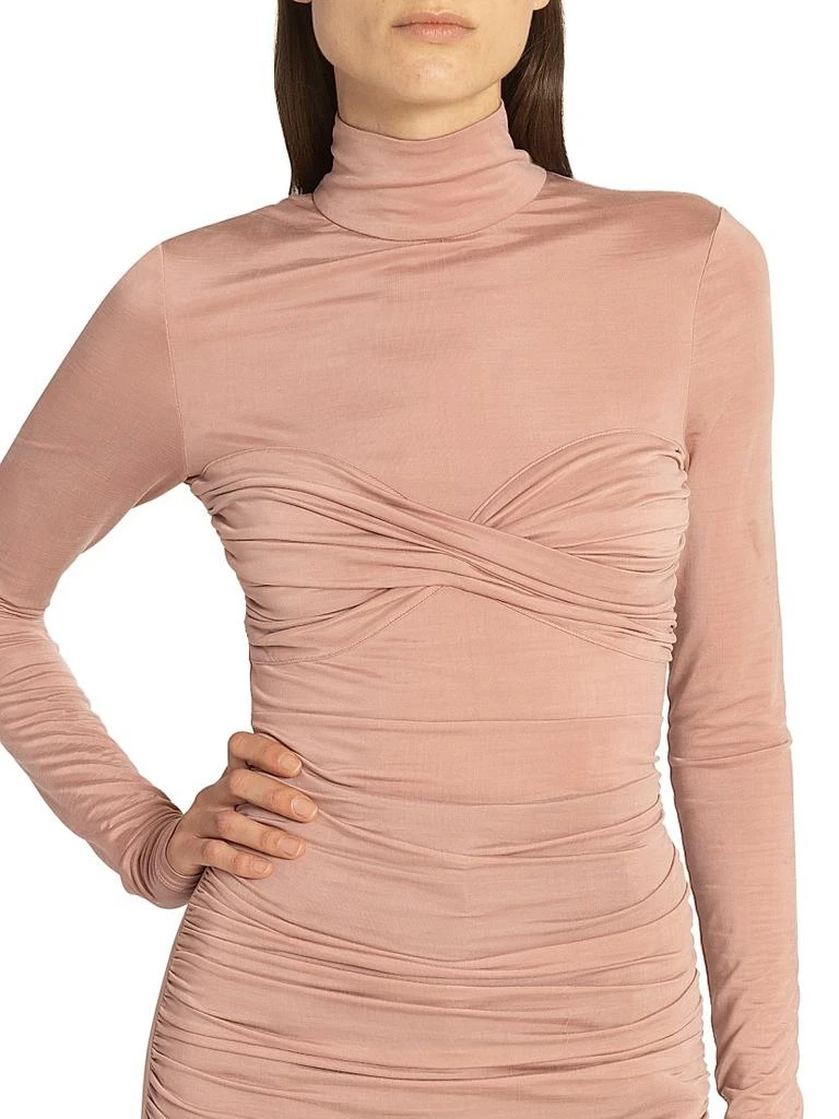 Balmain Ruched Long-Sleeve Stretch-Jersey Top 6