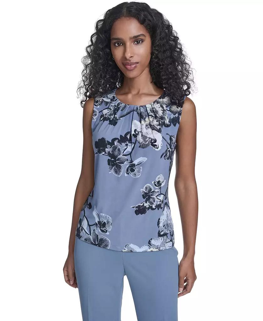 Calvin Klein Women's Printed Sleeveless Pleated Top