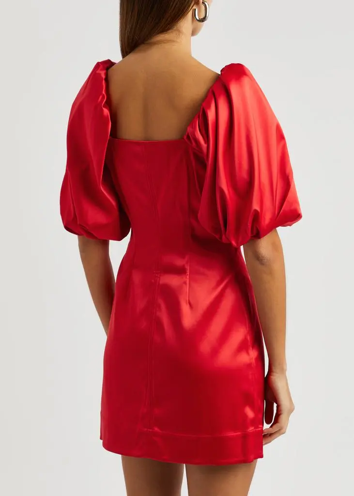 Ganni Bow-embellished satin mini dress  3