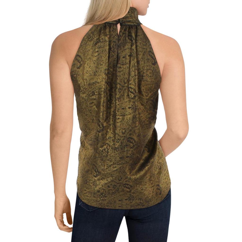 Joie Womens Metallic Mock Neck Halter Top