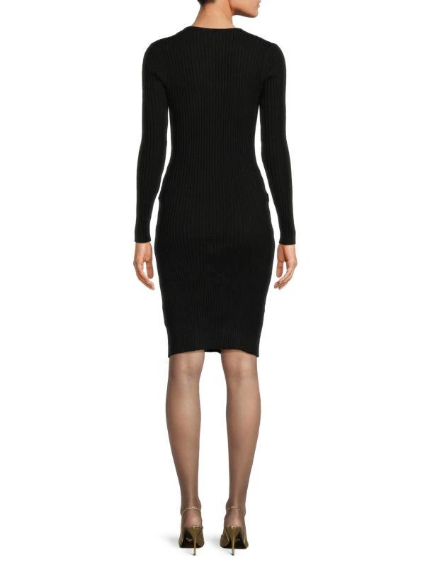petite knit midi dress Lemon Black Lace-Detail 2 Piece Textured Knit Dress Set