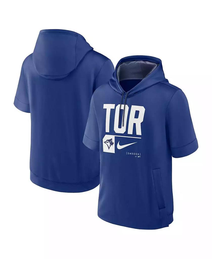 NIKE Men's Royal Toronto Blue Jays Tri Code Lockup Short Sleeve Pullover Hoodie