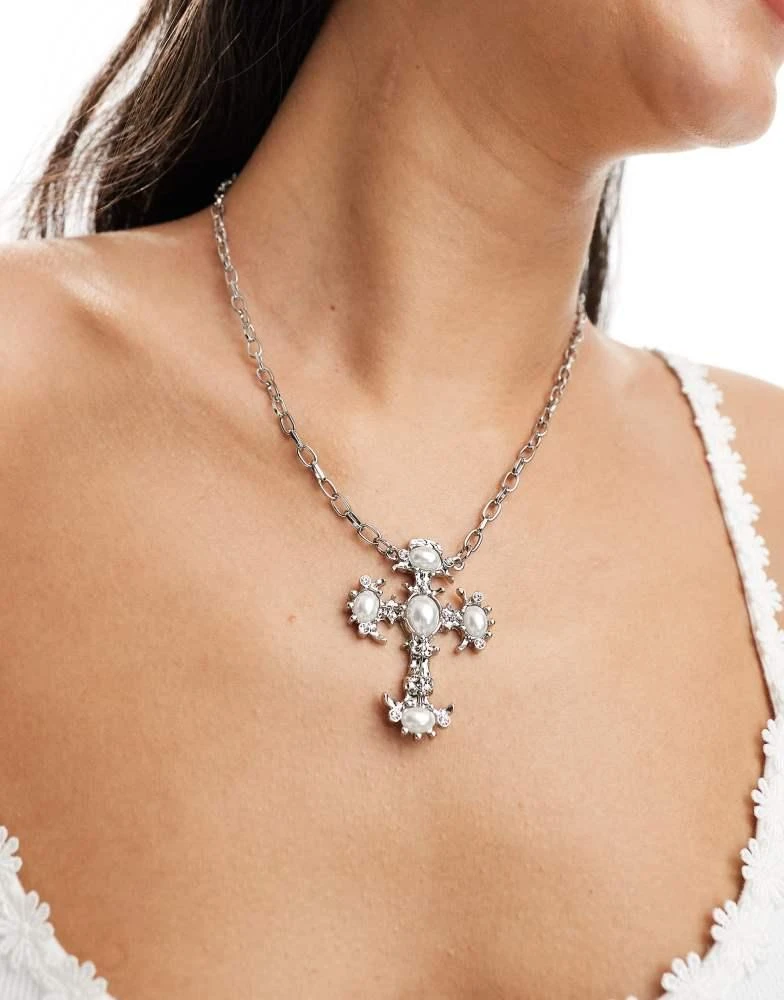 8 Other Reasons 8 Other Reasons rhodium plated large cross pendant necklace 4