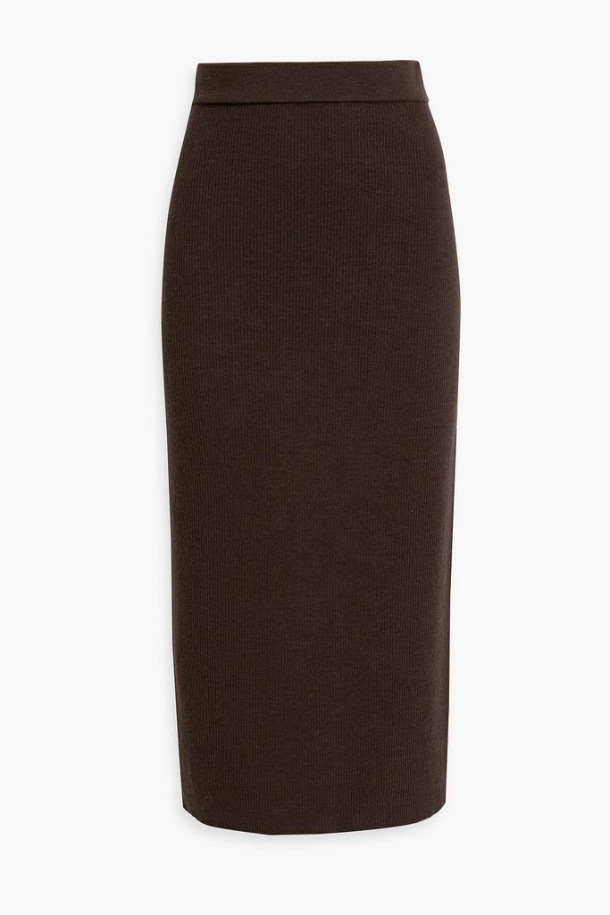 IRIS & INK Fran ribbed merino wool midi skirt