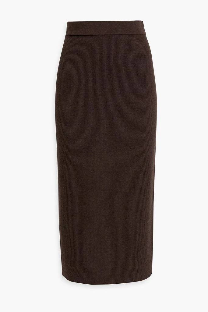 IRIS & INK Fran ribbed merino wool midi skirt 1