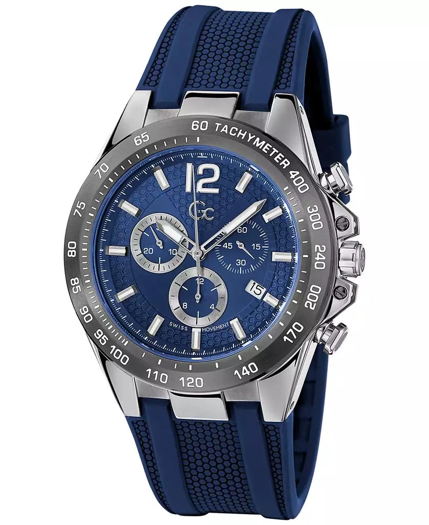 GUESS Gc Audacious Men's Swiss Silver-Tone Stainless Steel Strap Watch 44mm 4