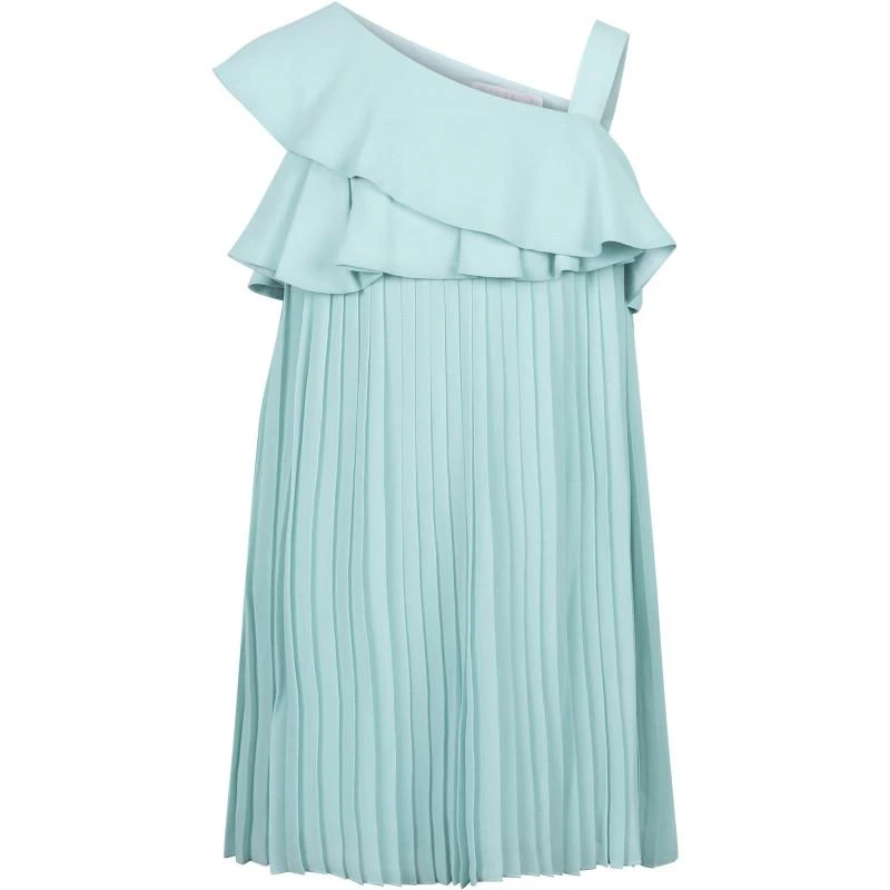 Abel & Lula Pleated chiffon dress in turquoise 1