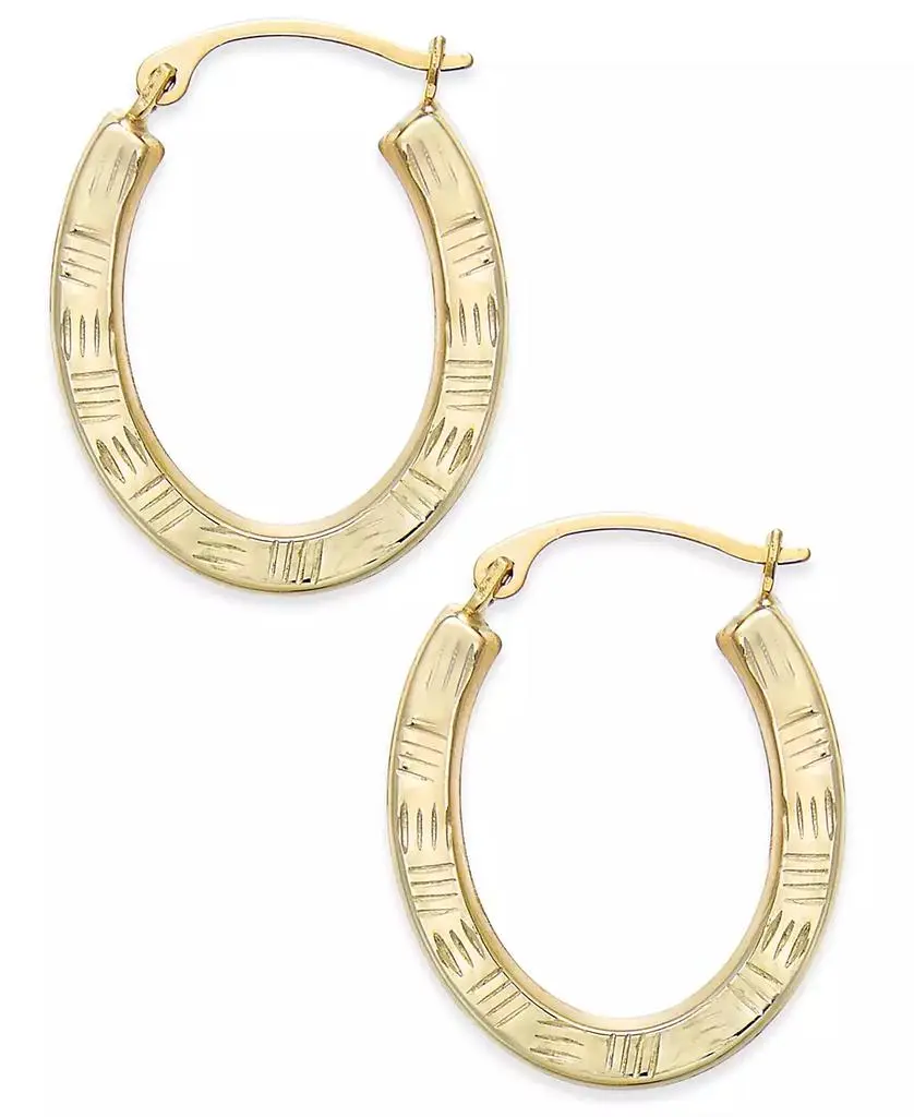 Macy's Textured Oval Hoop Earrings in 10k Gold