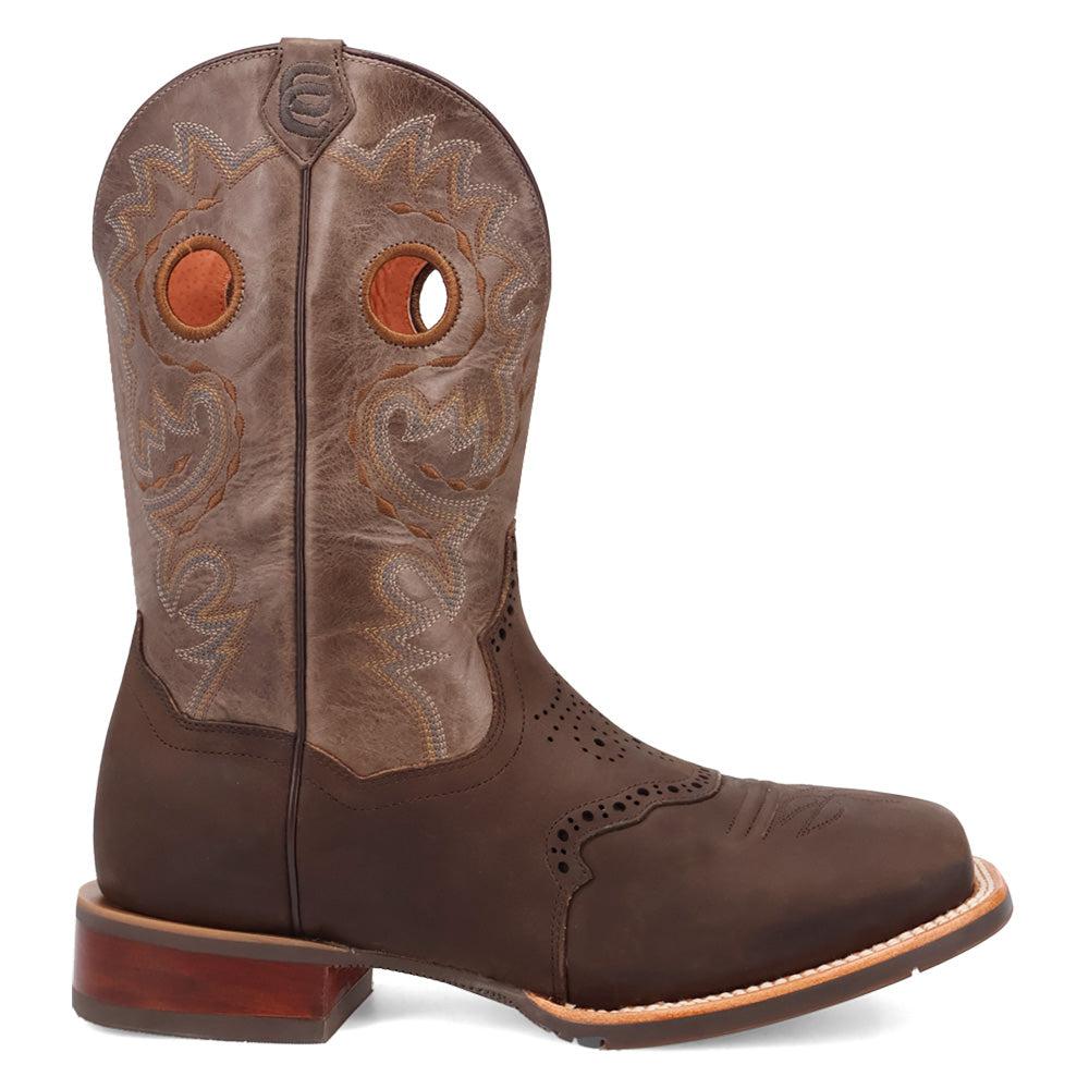 Dan Post Boots Barnaby Embroidered Cut-Outs Square Toe Pull On Cowboy Boots