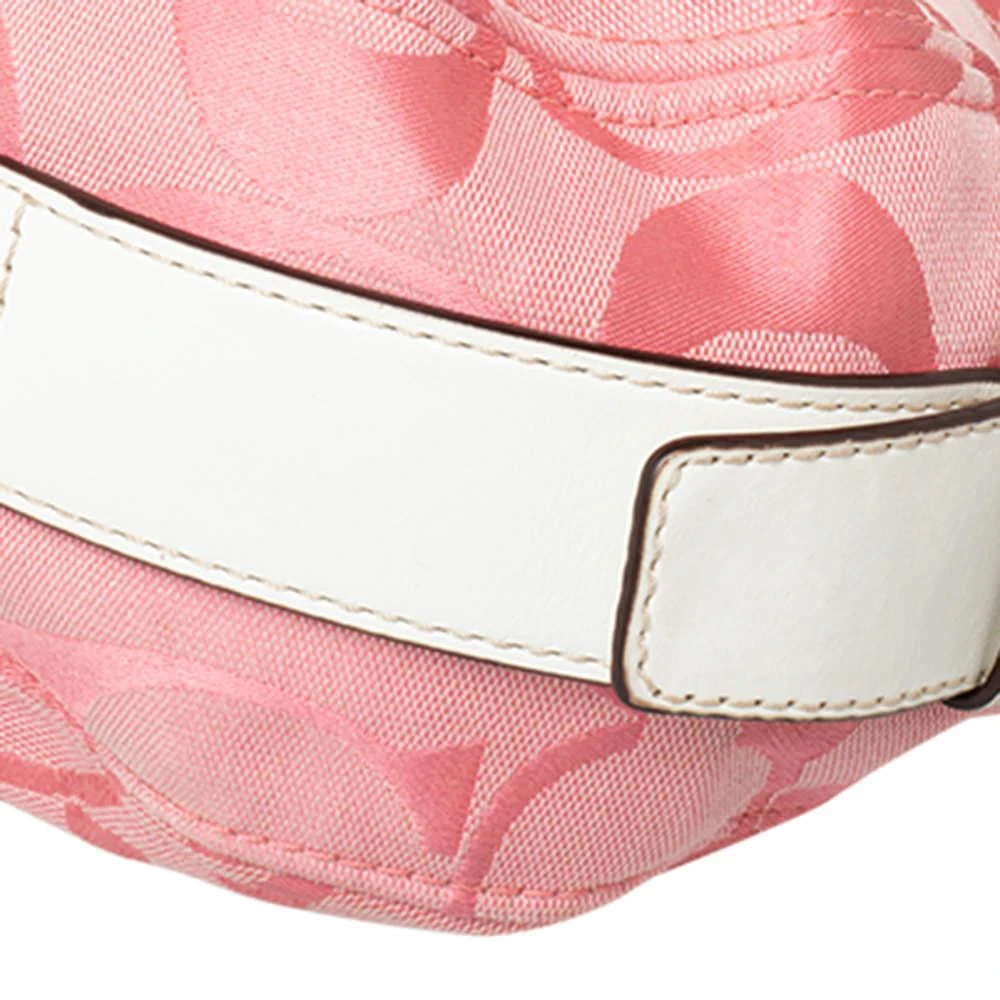 Coach Coach Pink/White Signature Canvas and Leather Hobo 11