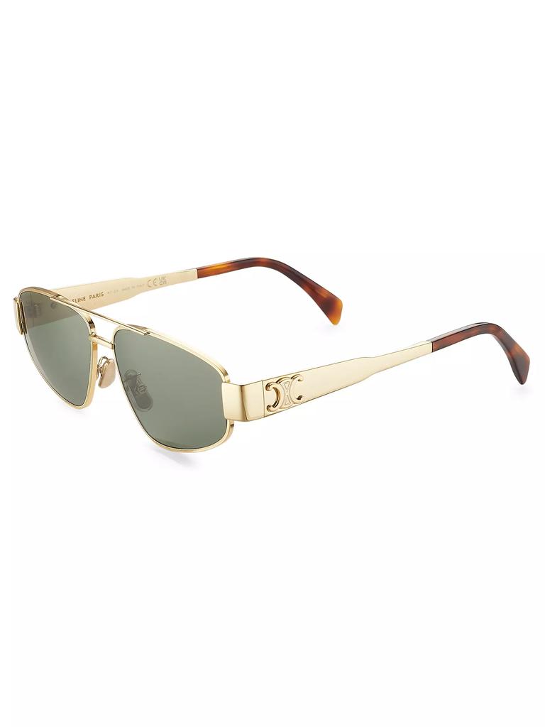 CELINE Metal Triomphe 57MM Pilot Sunglasses