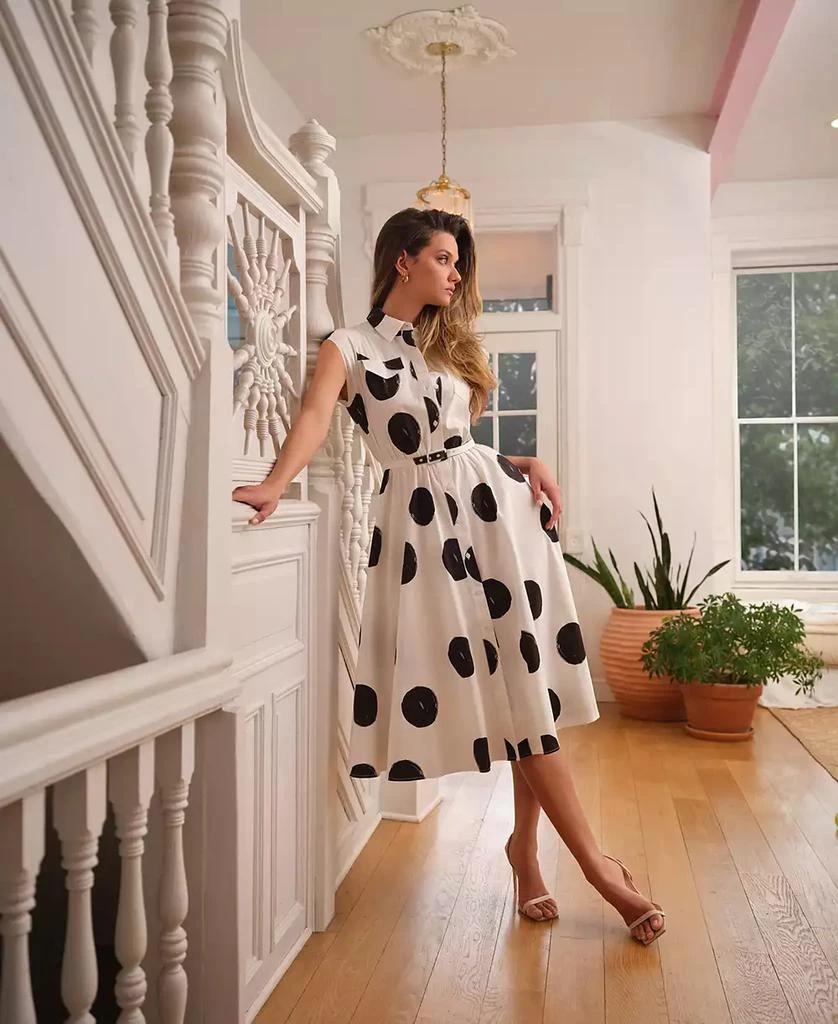 Women's Dot-Print Belted Fit & Flare Dress  On Sale Now with Up to 40% Off  | Discover Exclusive Deals & Savings at BeyondStyle  Authentic Tahari dress|women's  fashion|dresses with Limited-Time Discounts,