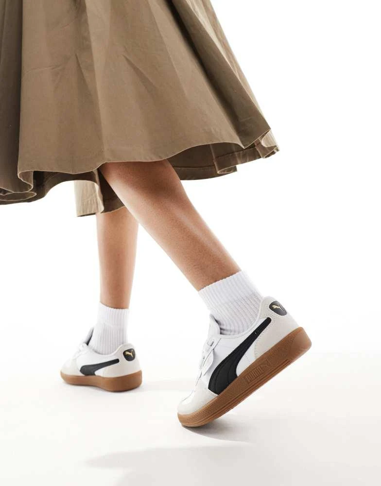 Puma Puma Palermo trainers with ribbon laces in white 5