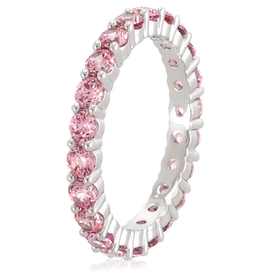 Swarovski Rhodium Plated Pink Round Cut Matrix Ring 3