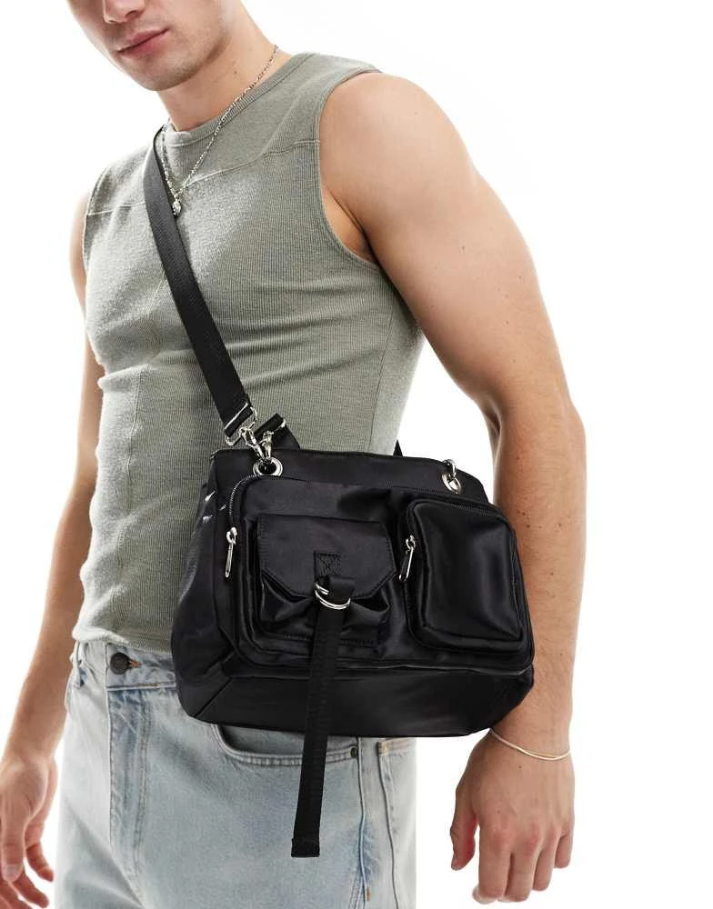 ASOS ASOS DESIGN cross body bag with cargo pockets in black 1