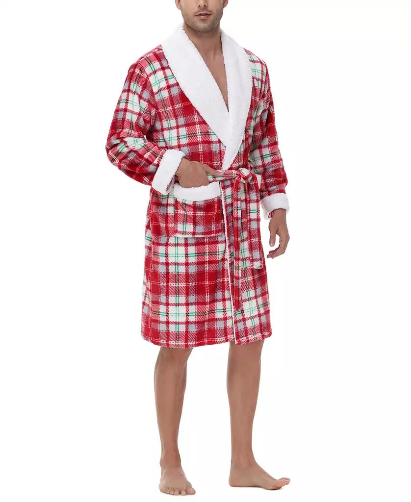 Holiday Lane Plush Printed Short Shawl-Collar Robe, Exclusively at Macy’s 7